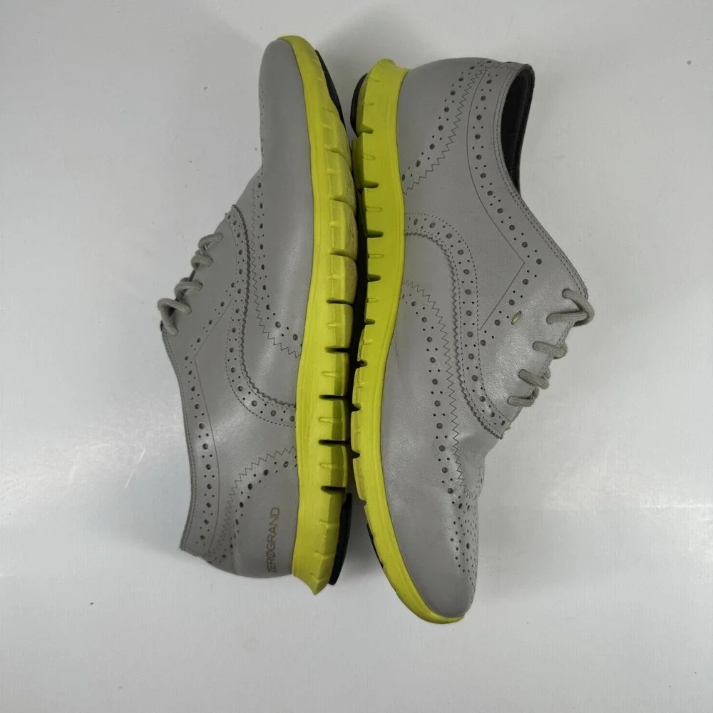 Cole Haan ZEROGRAND Women's 10.5B Grey/Neon Leather Wingtip Oxford Shoes W02698